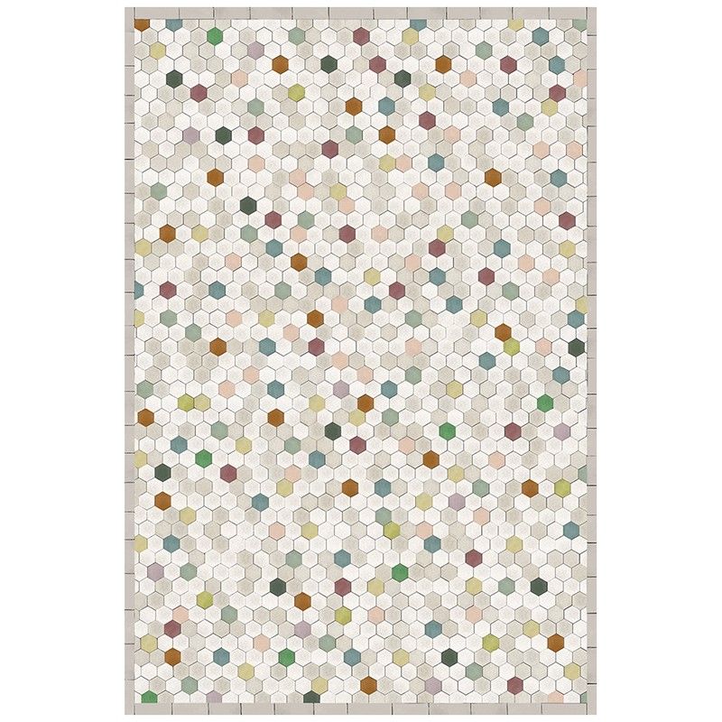 Tapis vinyle décoratif Tomettes Multicolore