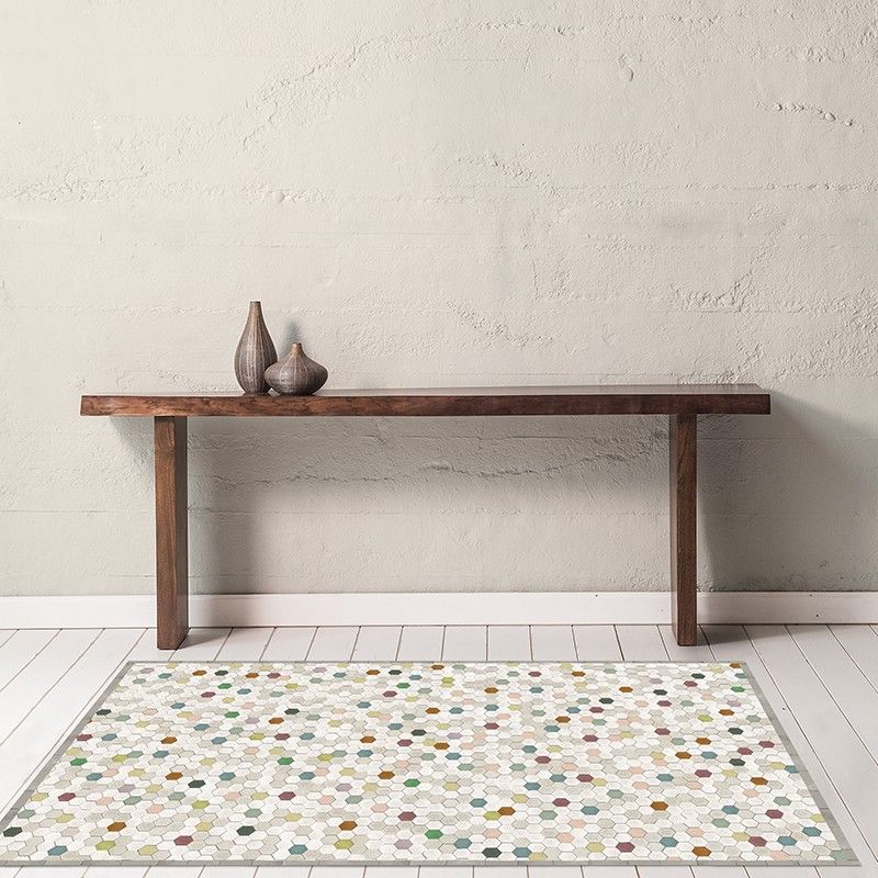 Tapis vinyle décoratif Tomettes Multicolore