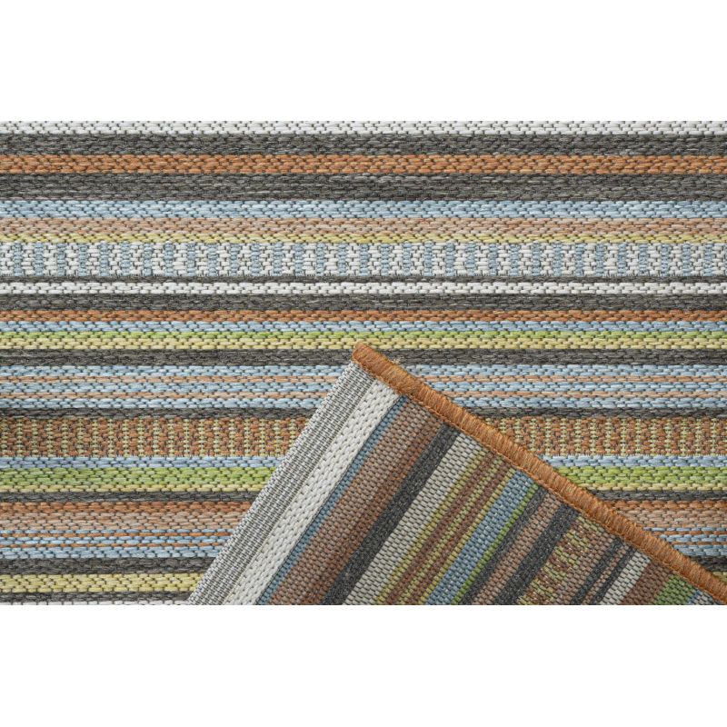 Tapis d'extérieur en polypropylène motif ligne Dena multicolore