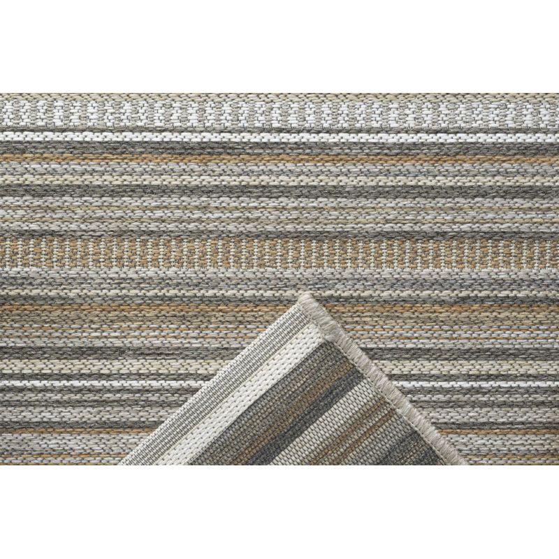 Tapis d'extérieur en polypropylène motif ligne Dena multicolore automne 