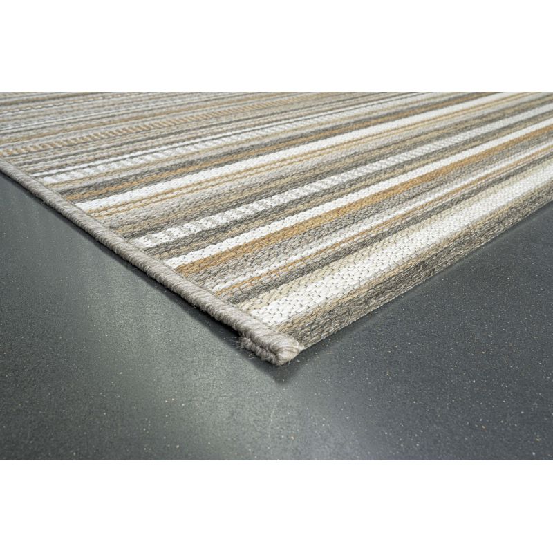 Tapis d'extérieur en polypropylène motif ligne Dena multicolore automne 