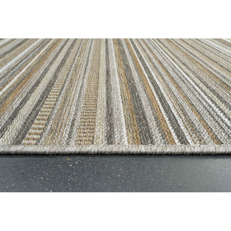 Tapis d'extérieur en polypropylène motif ligne Dena multicolore automne 