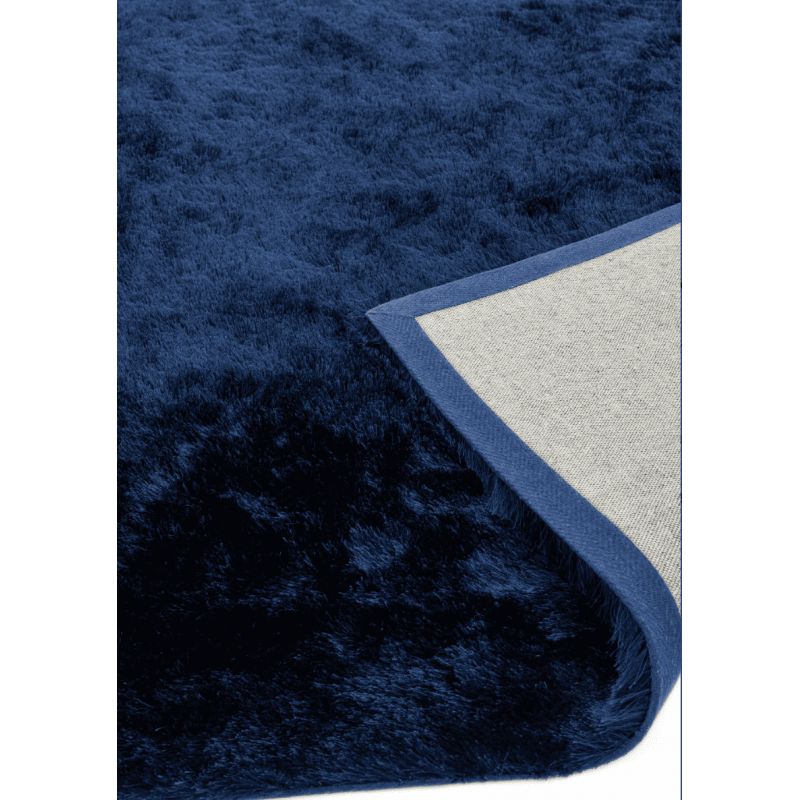 Tapis shaggy épais et brillant en Polyester Batignolles Bleu foncé