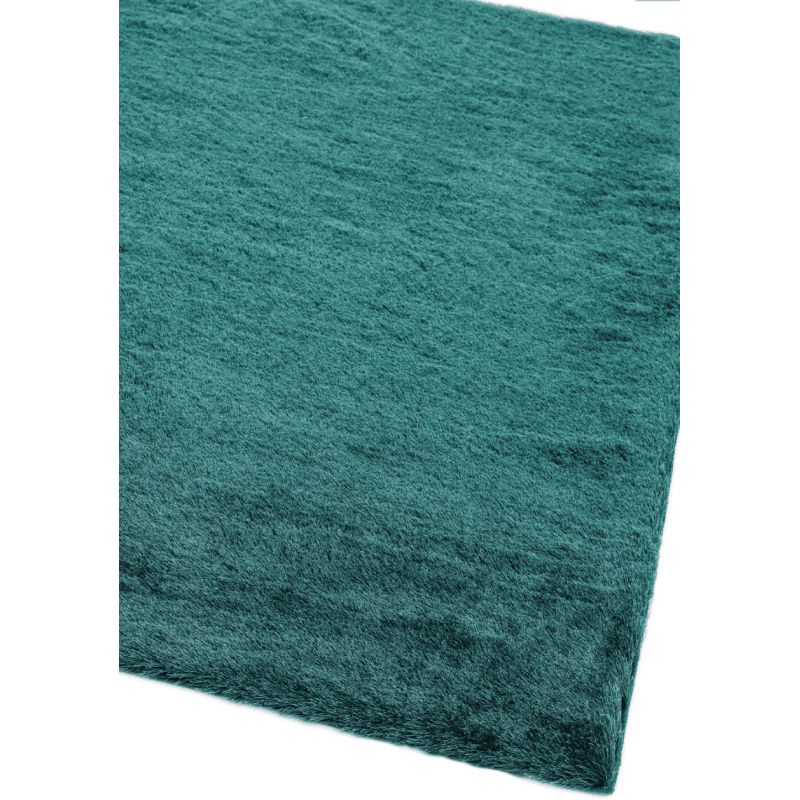Tapis shaggy épais et brillant en Polyester Batignolles vert bleu canard