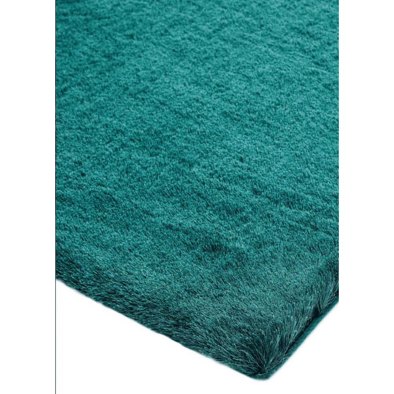 Tapis shaggy épais et brillant en Polyester Batignolles vert bleu canard