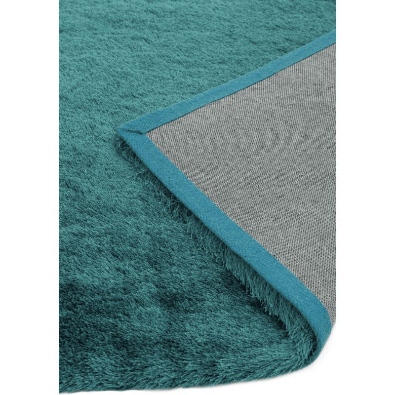 Tapis shaggy épais et brillant en Polyester Batignolles vert bleu canard
