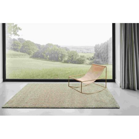 Tapis shaggy SHAGGY DRE Vert 120x120 rond OEKO TEX® en polypropylène doux  et soyeux