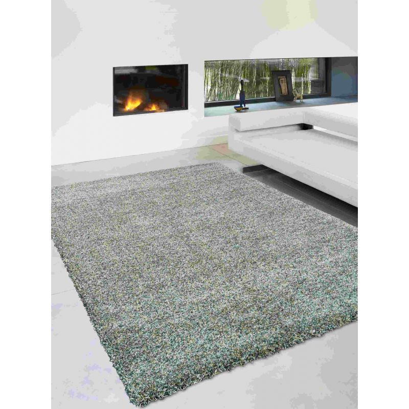 Tapis shaggy épais en polyester Talasi Vert chambre prestige