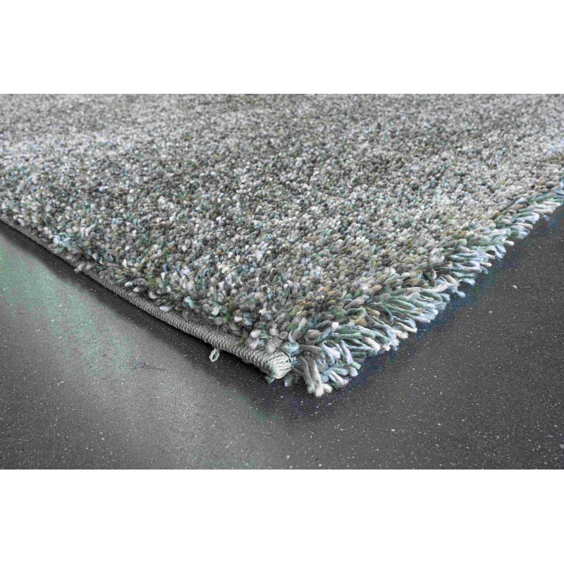 Tapis shaggy épais en polyester Talasi Vert parquet confort