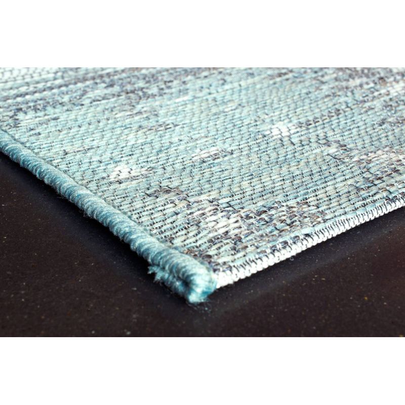 Tapis outdoor/ indoor en polypropylène motifs géométriques Aponi vert d'eau