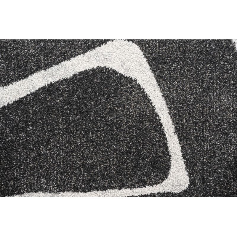 Tapis de salon polyester haut de gamme Magena design motifs blancs sur fond noir salle à manger moderne