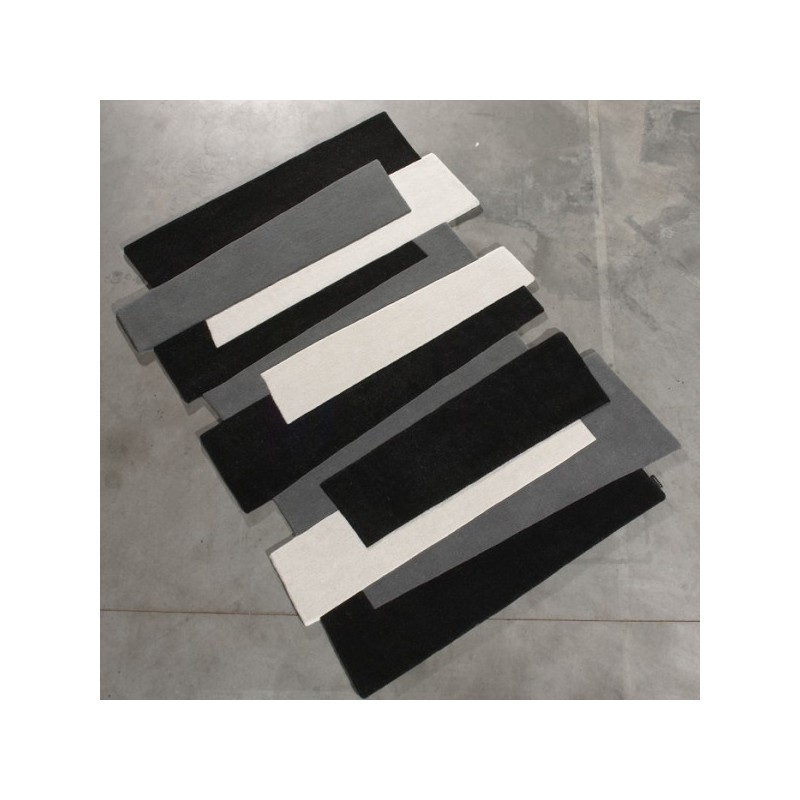 Tapis de salon Contemporain en Laine Pebbles Noir - ANGELO