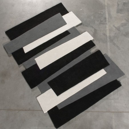 Tapis Contemporain Pebbles par Angelo noir et gris 170 x 240 cm