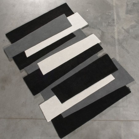 Tapis Contemporain Pebbles par Angelo noir et gris 170 x 240 cm Tapis Contemporain Pebbles par Angelo noir et gris 170 x 240 cm