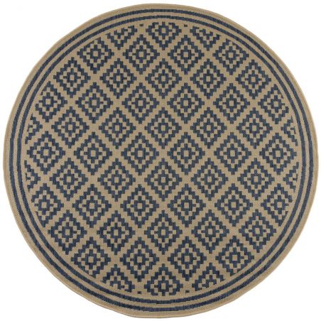 Tapis d'extérieur rond Moretti Bleu et Beige Tapis d'extérieur rond Moretti Bleu et Beige