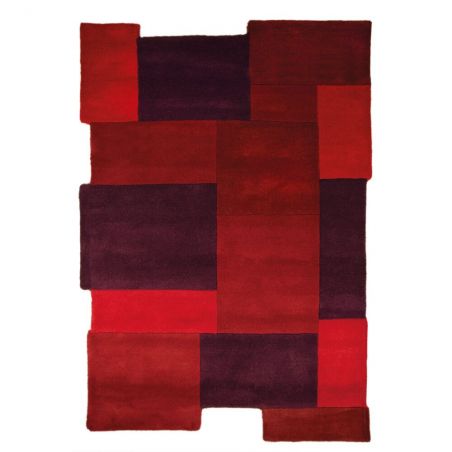 Tapis Collage déstructuré 100% Laine Rouge Tapis Collage déstructuré 100% Laine Rouge