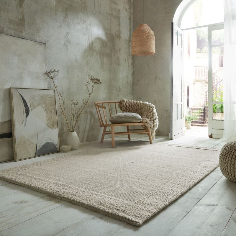 Tapis de salon tendance tressé Naturel