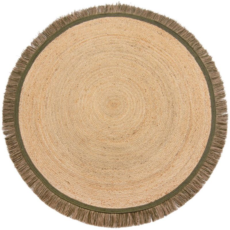 Tapis rond en jute Kahana vert