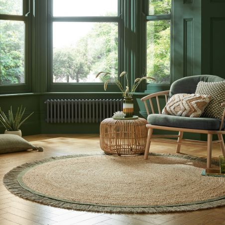 Tapis rond en jute Kahana vert Tapis rond en jute Kahana vert