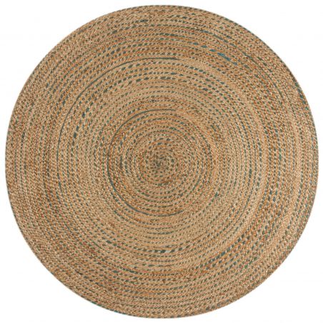 Tapis rond en jute Capri bleu