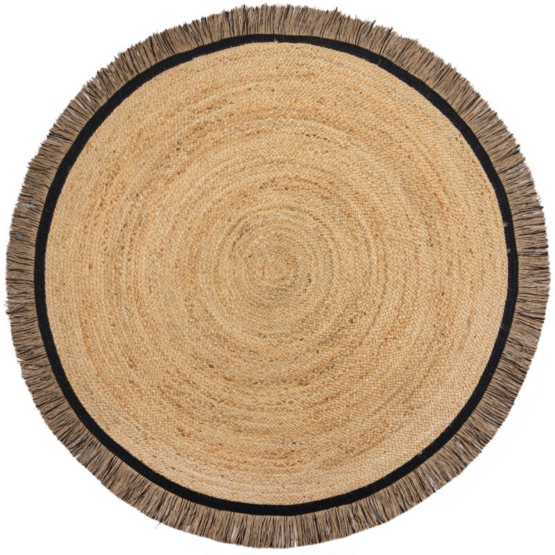 Tapis rond en jute Kahana noir - Tapis Chic