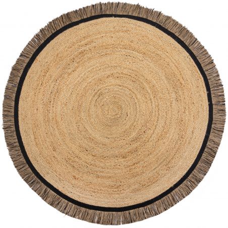 Tapis rond en jute Kahana noir