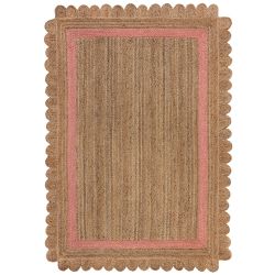 Tapis de salon en jute forme originale Grace naturel Rose