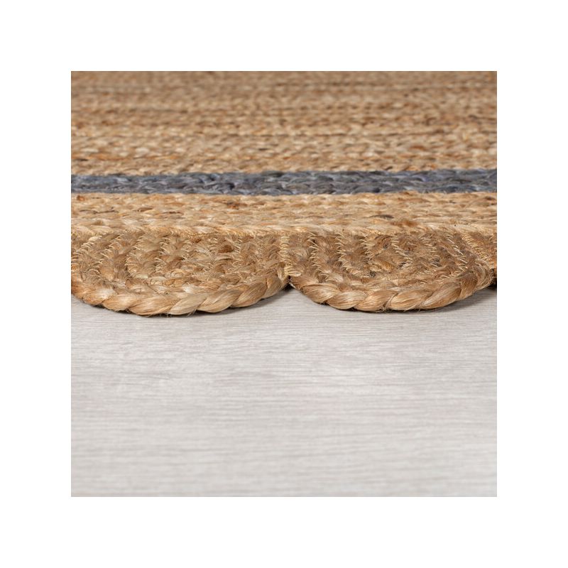 Tapis en jute ovale Gris Grace zoom finition