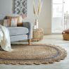 Tapis en jute ovale Gris Grace salon