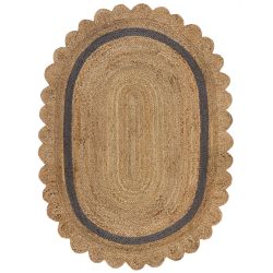 Tapis de salon en jute forme originale arrondie Grace naturel Gris