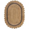 Tapis de salon en jute forme originale arrondie Grace naturel Gris