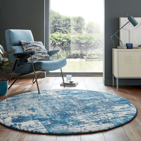 Tapis rond Cocktail WonderlustBleu Marine par Flair Rugs