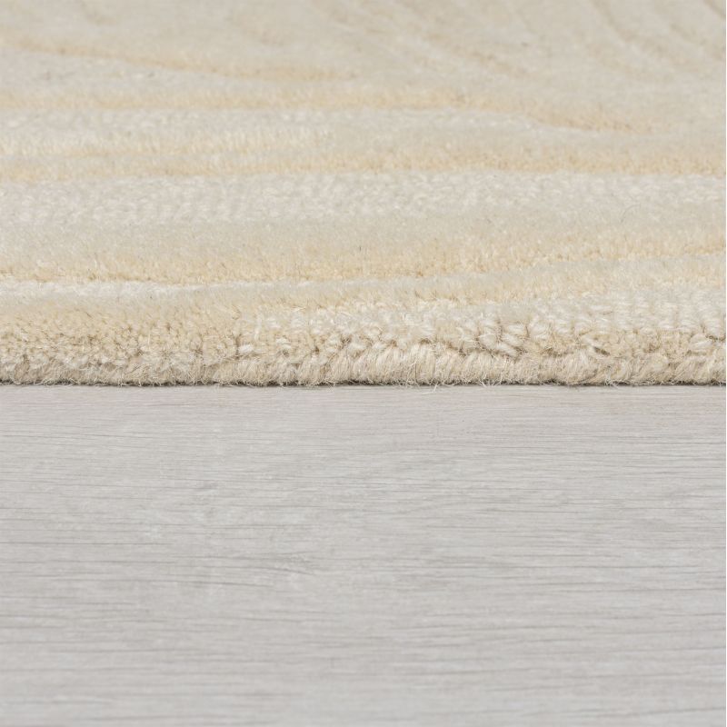 Tapis de salon à reliefs en laine Lino naturel FINITION