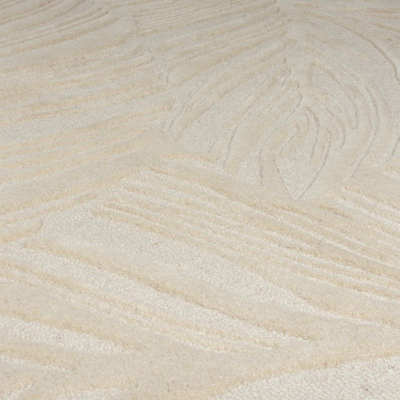 Tapis de salon à reliefs en laine Lino naturel ZOOM