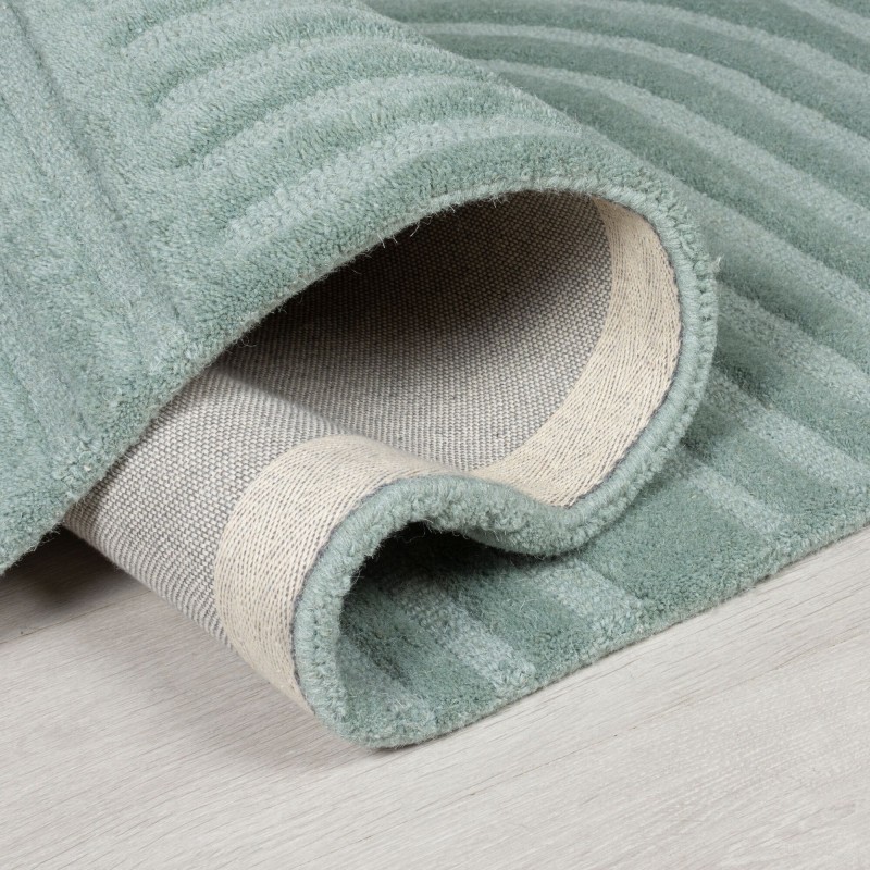 Tapis design 3D zen garden Bleu Céladon Pli