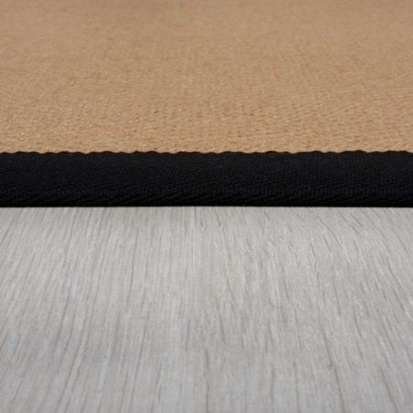 Tapis Giralda 90x150cm Jute Motif Rayures Noir et Beige