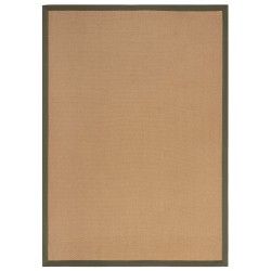 Tapis Rectangulaire Herringbone en jute naturelle beige avec bords verts