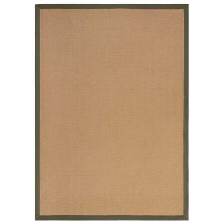 Tapis Rectangulaire Herringbone en jute naturelle beige avec bords verts