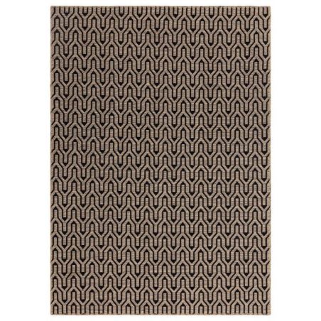 Tapis tendance Bogota Black Lattice en coton et jute