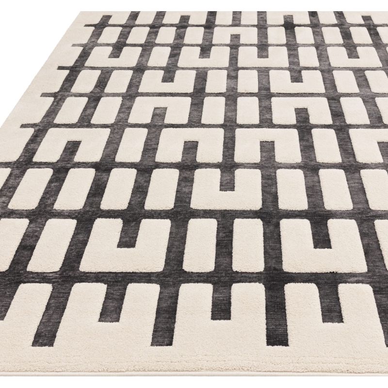 Tapis Valongo Junction Charcoal Ivory motifs