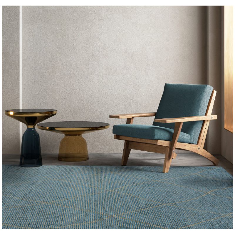 Tapis Bleu motifs beige Mioma Ambiance