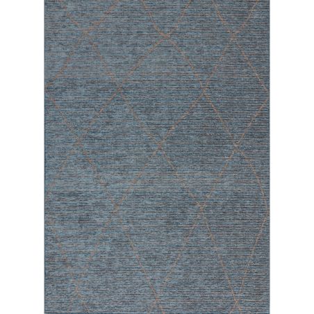 Tapis de salon en jute Bleu motifs beige Mioma