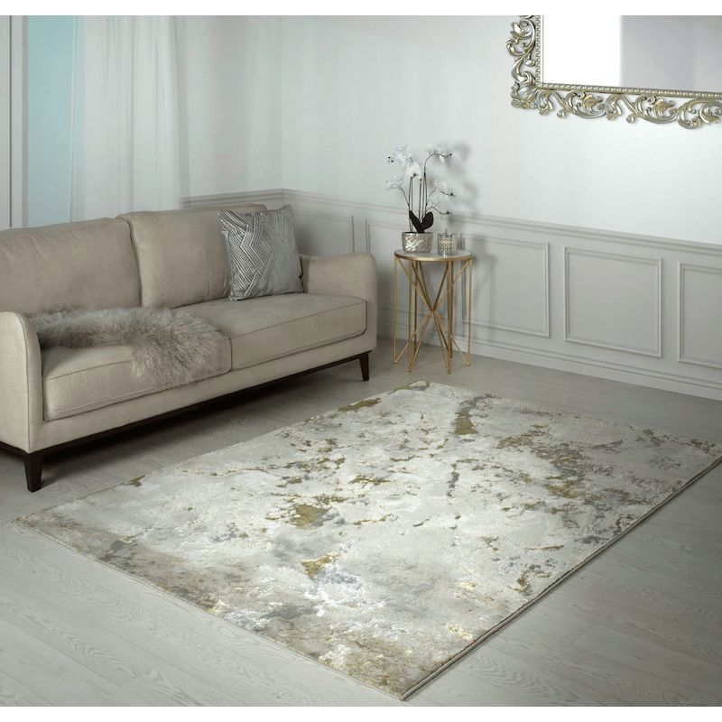 Tapisde salon contemporainpolyester Galaxy Gris et Beige Angara