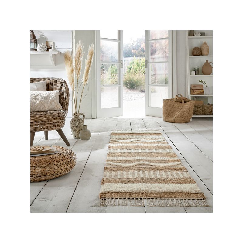 Tapis en jute à reliefs crème Medina naturel