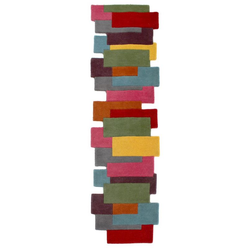 Tapis Design déstructuré 100% Laine Multicolore Collage