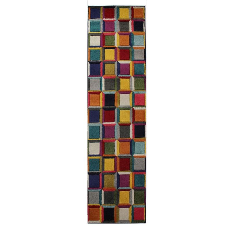 Tapis couloir Cubes Multicolore Waltz