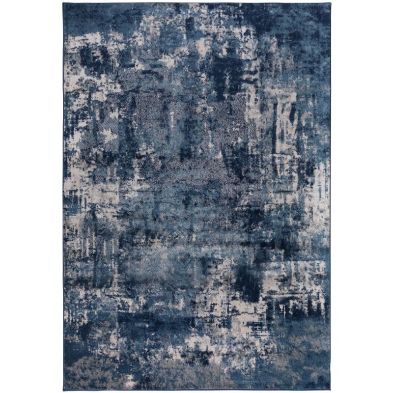 Tapis rectangle bleu et gris fondu