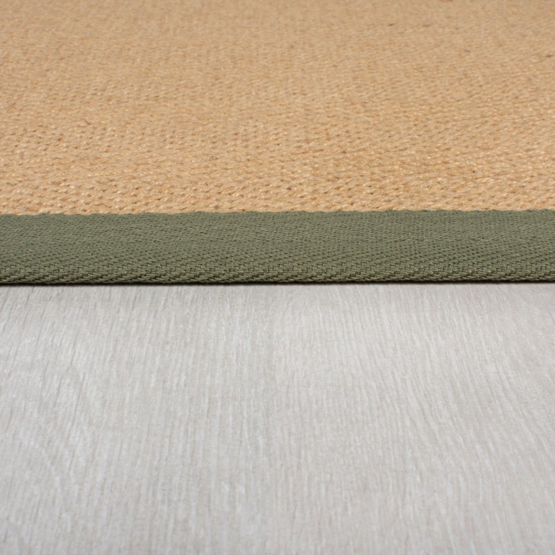 Tapis Herringbone en jute avec bords verts zoom finition