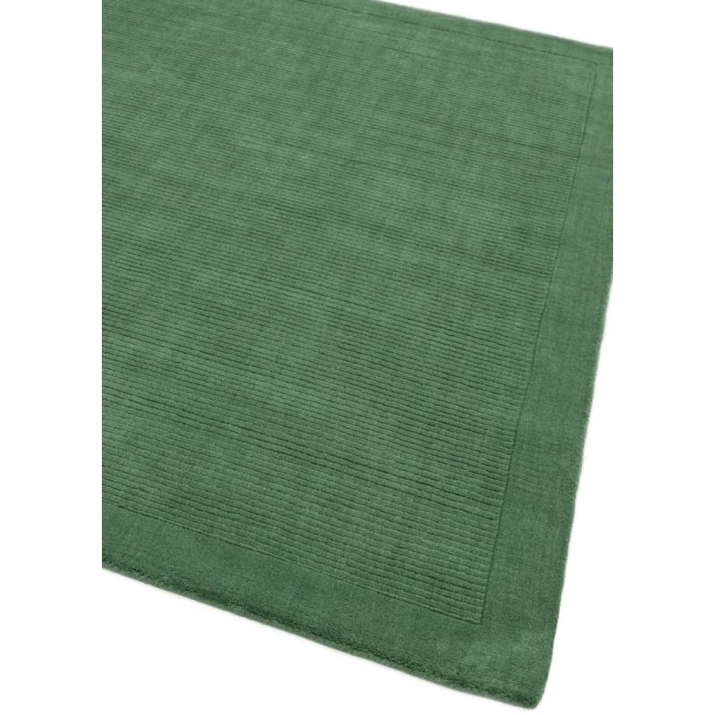 Tapis de salon classique Uni Vert Sapin en Laine York