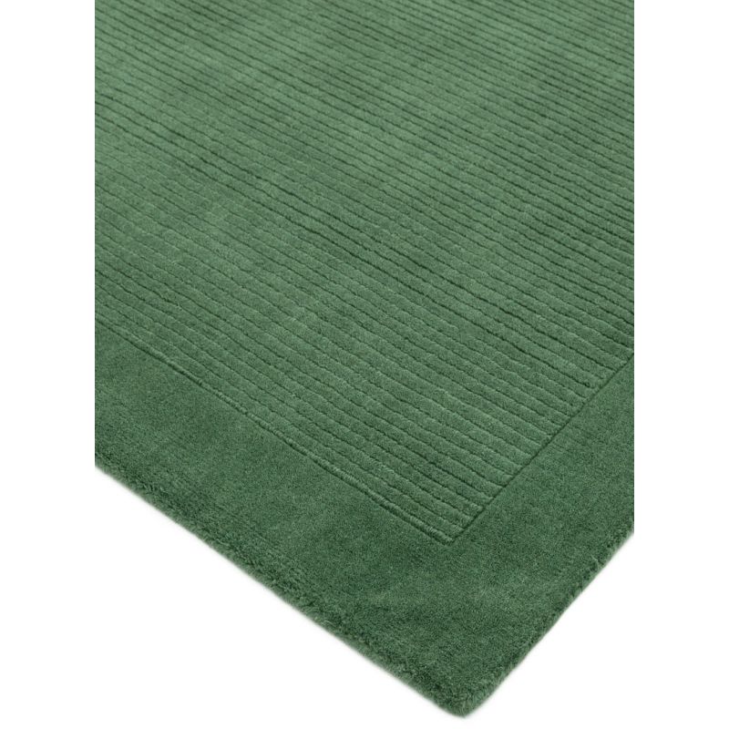 Tapis de salon classique Uni Vert Sapin en Laine York